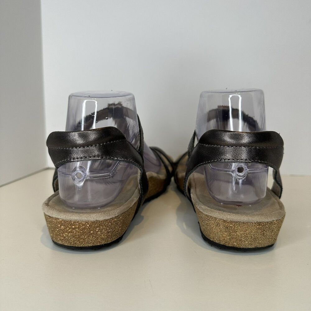 Taos Sandals Trophy Pewter Gray Leather Cork studded Women's 7 Comfort Walking - Picture 5 of 9